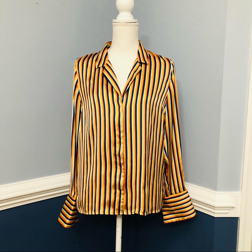 Forever21 satin stripes multicolor button down